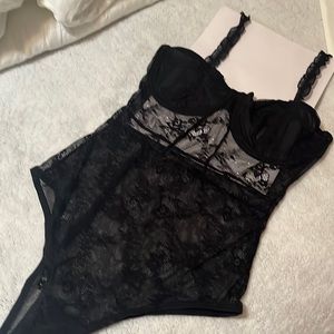 Mango black lace all in one lingerie